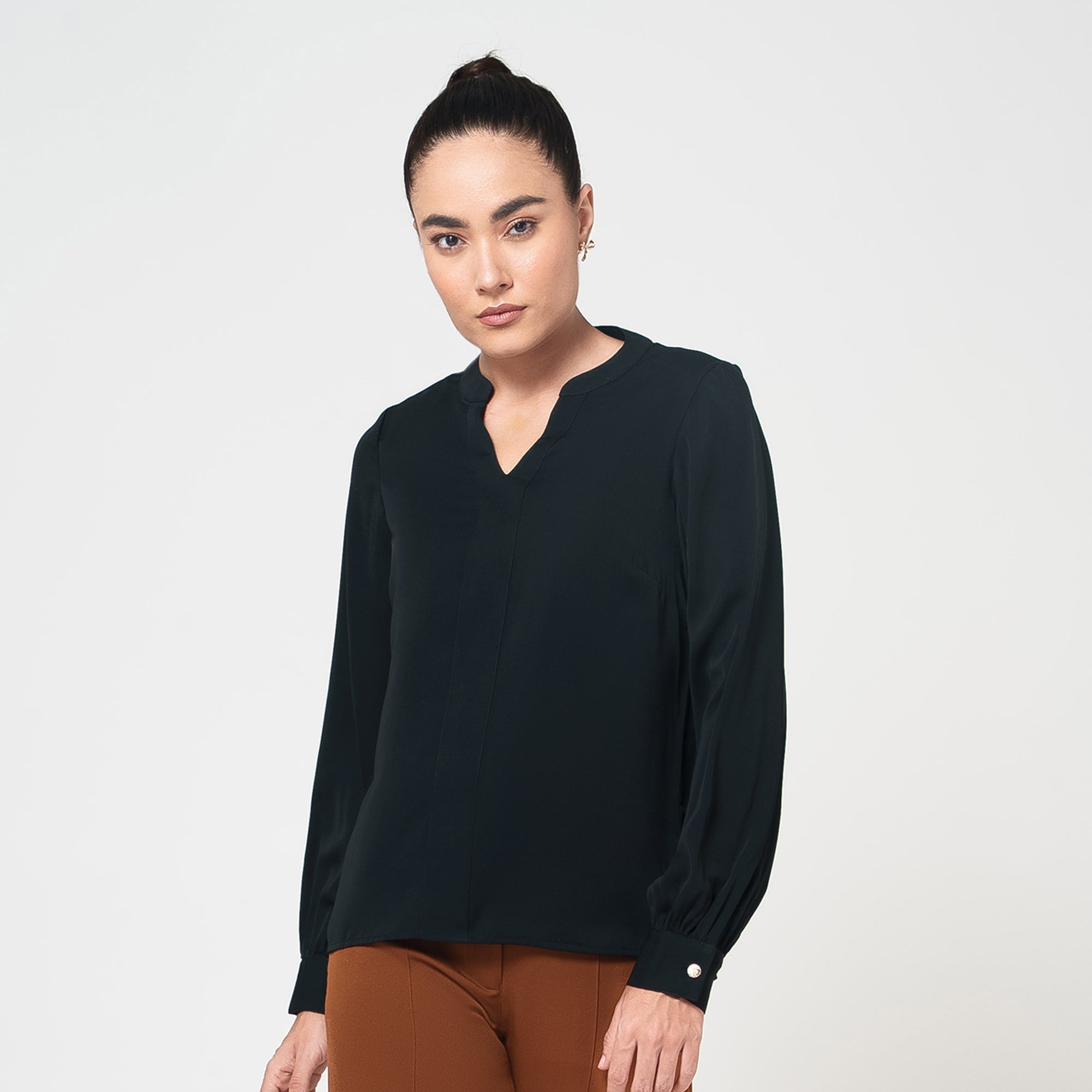 Black Crepe Full Sleeves Top