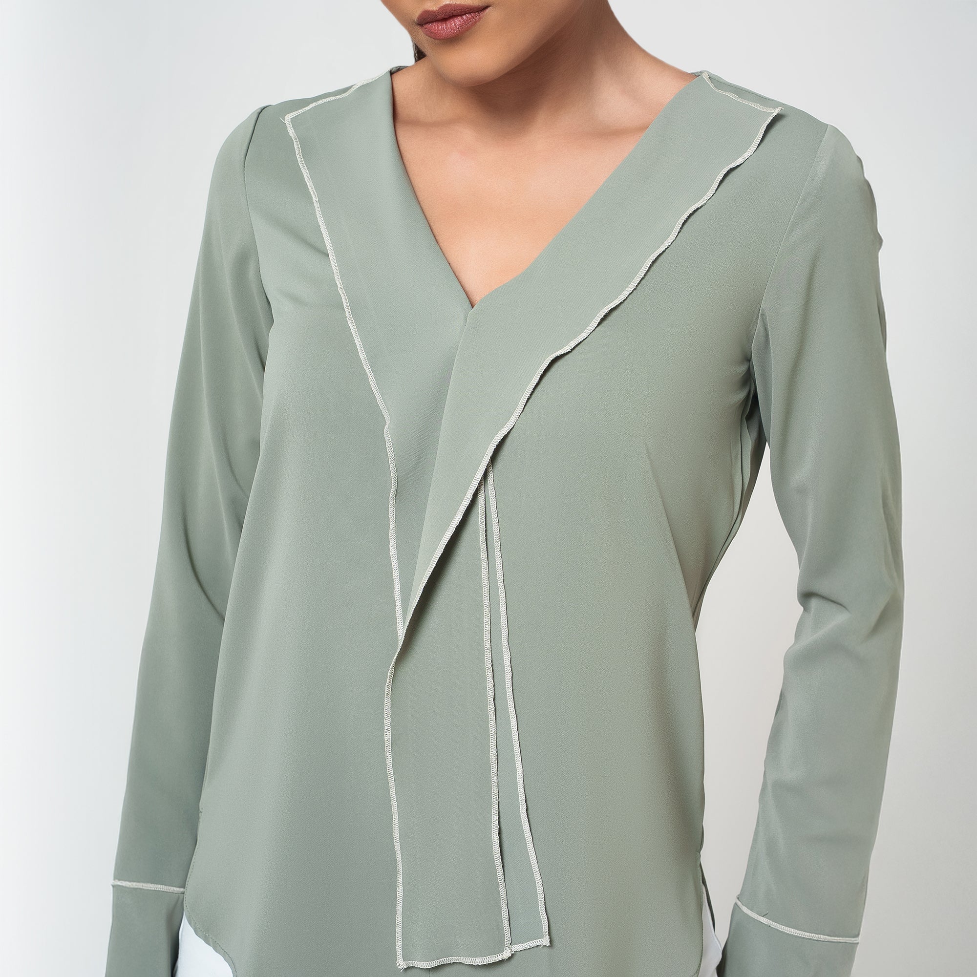 Dusty Green Top with Tie up