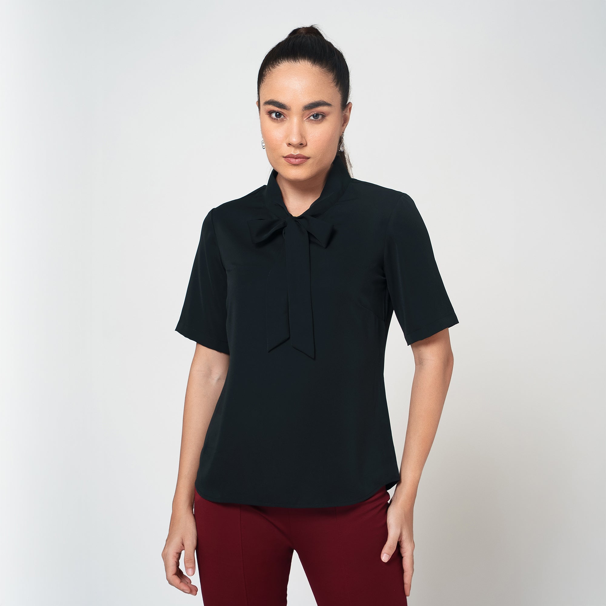 Black Tie Knot Crepe Top