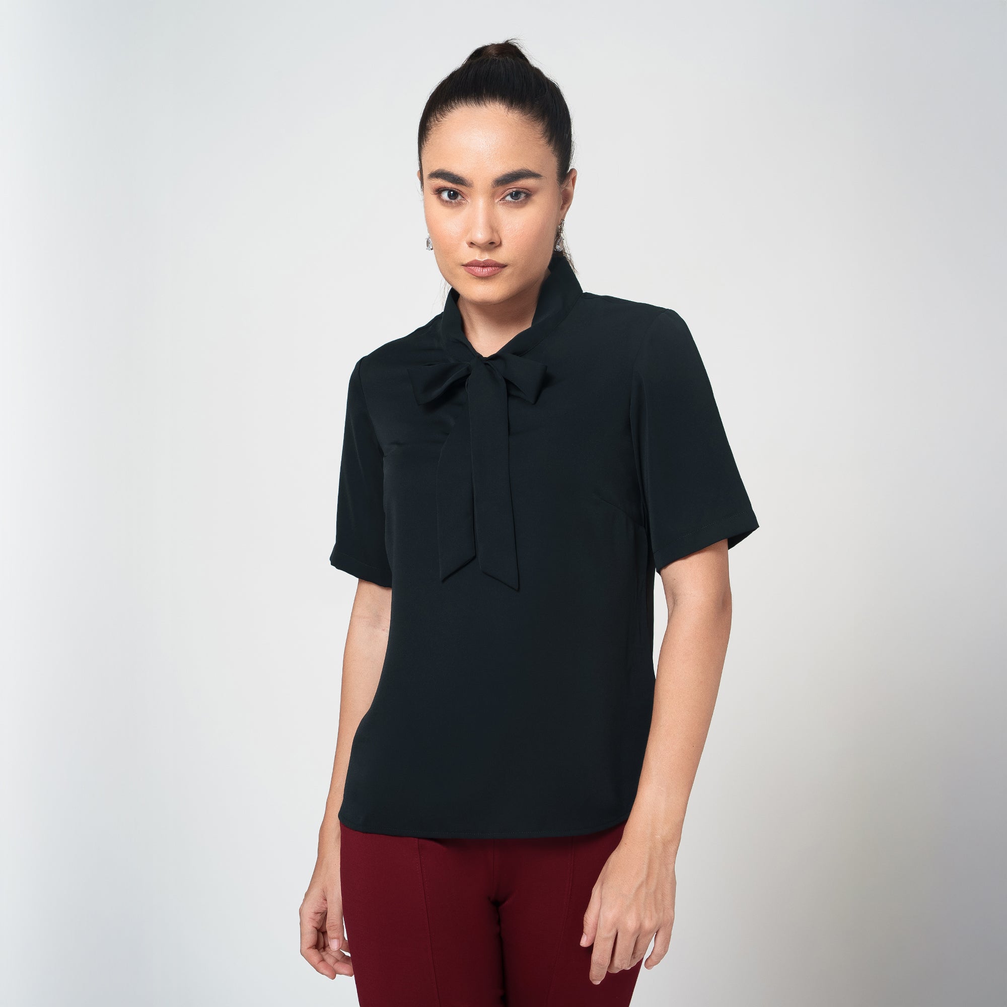Black Tie Knot Crepe Top