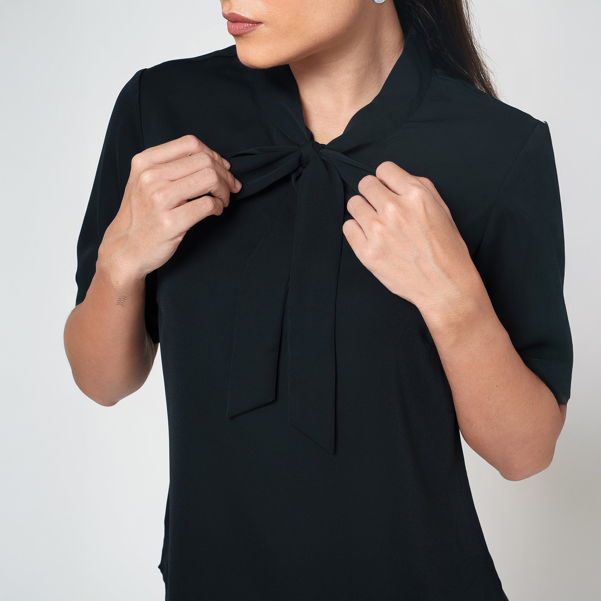 Black Tie Knot Crepe Top