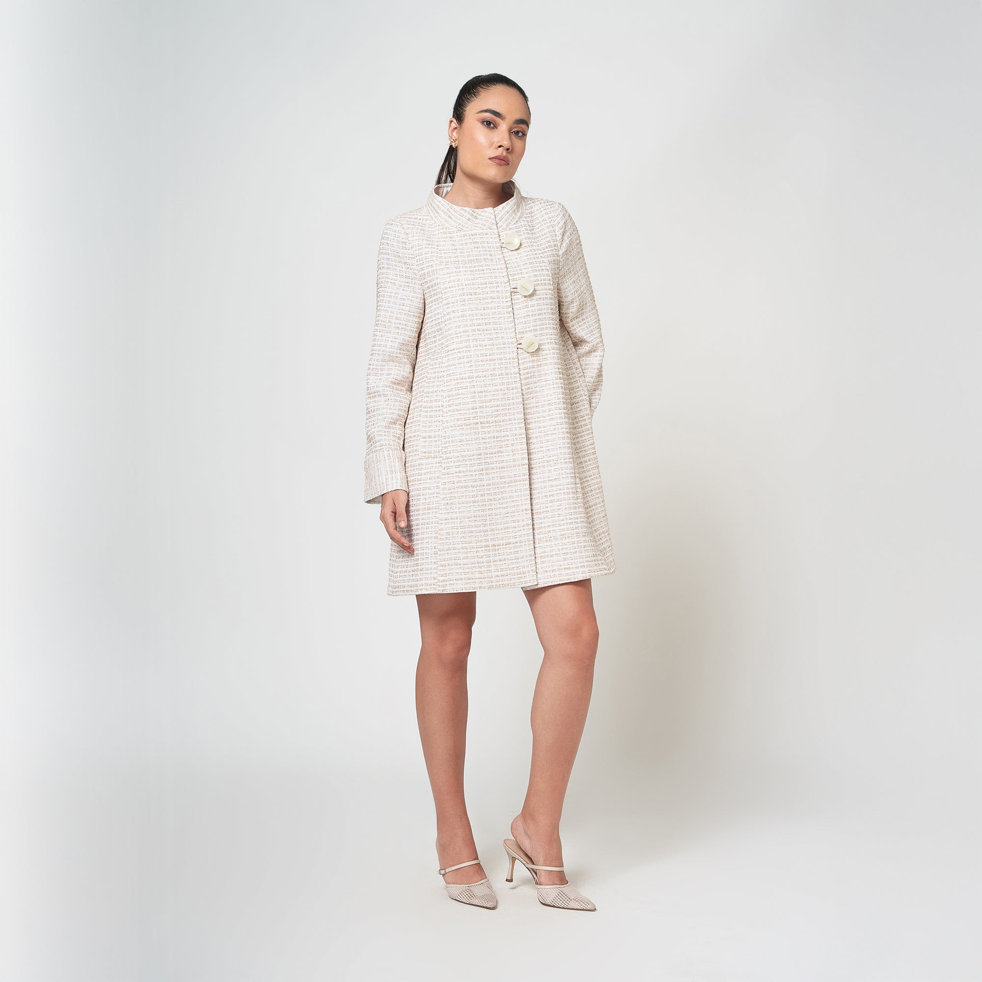 Off White Box Textured Overcoat