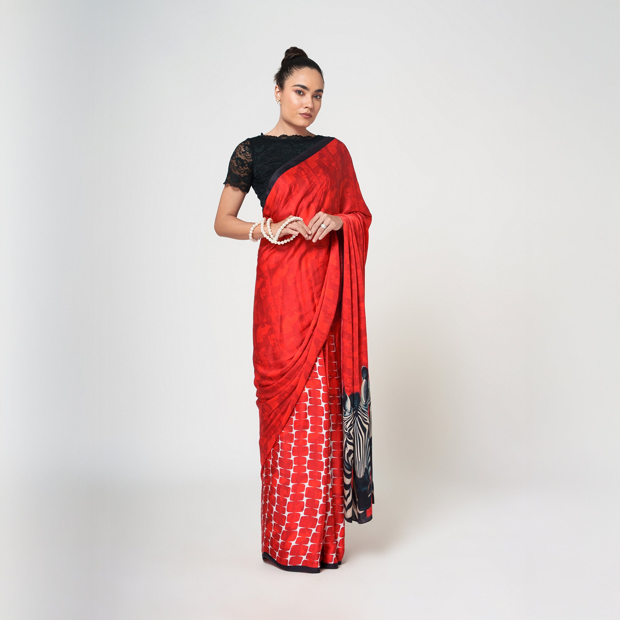 Zebra Modal Satin Saree