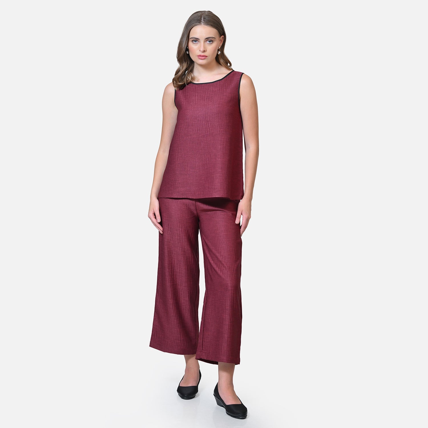 Wine Texture Line Without Sleeves Top