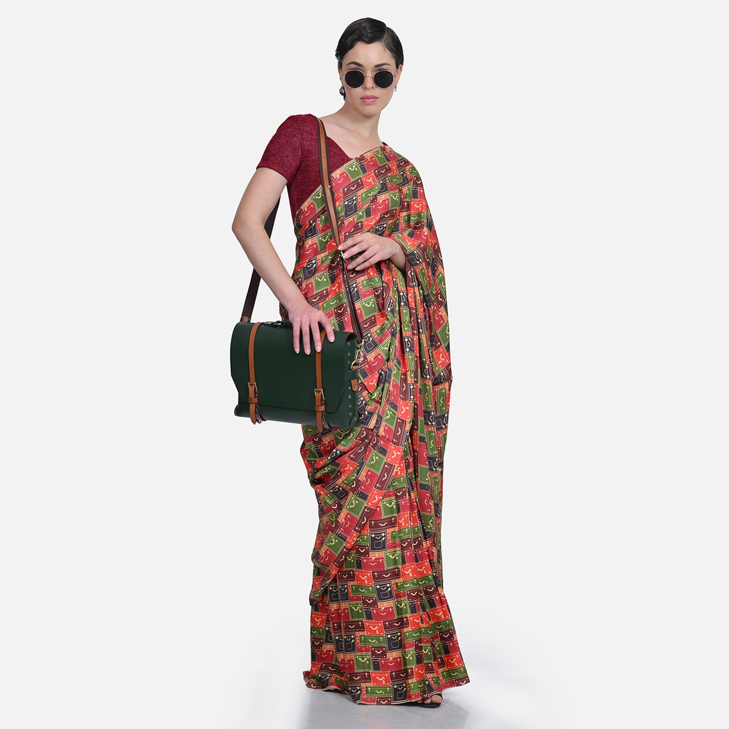 Maroon Glass Neck Velvet Blouse