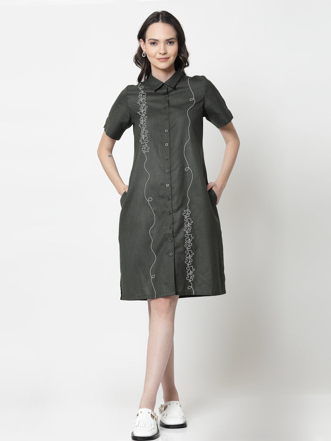 Buy Dark Green Long Tunic for Women-2