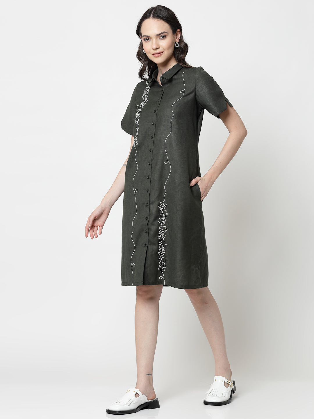 Buy Dark Green Long Tunic for Women-3