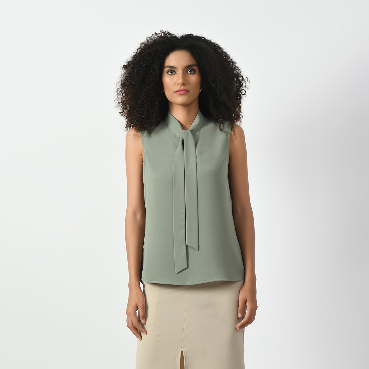 Dusty Green Sleeveless Top for Women