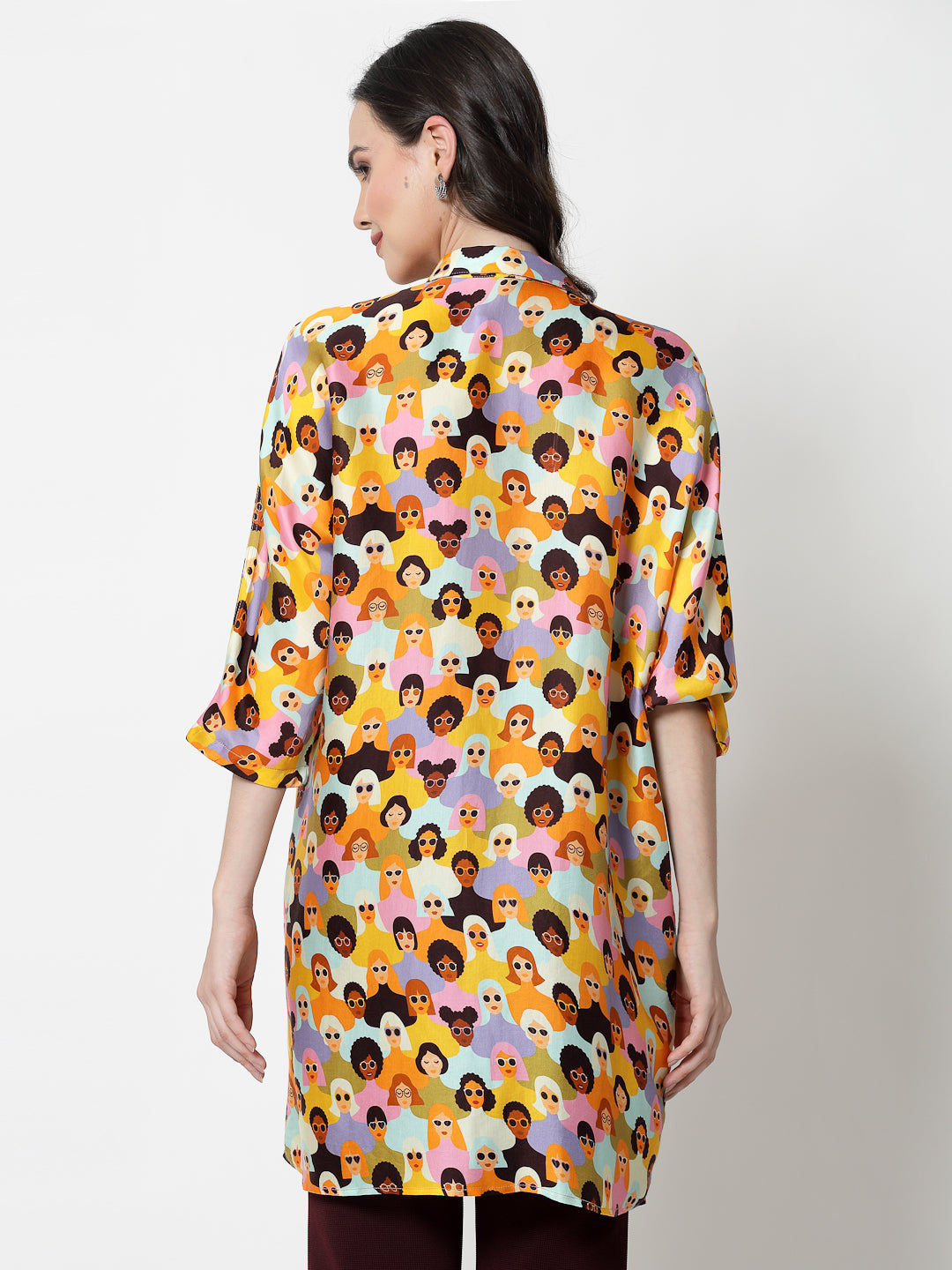 Face Print Long Shirt for Women-2