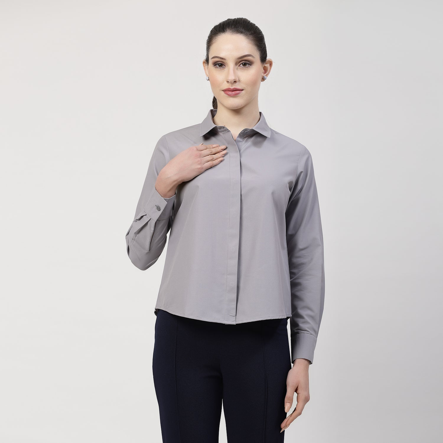 Grey Shirt With Collar