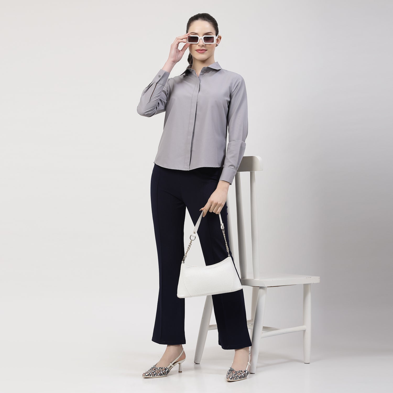 Grey Shirt With Collar