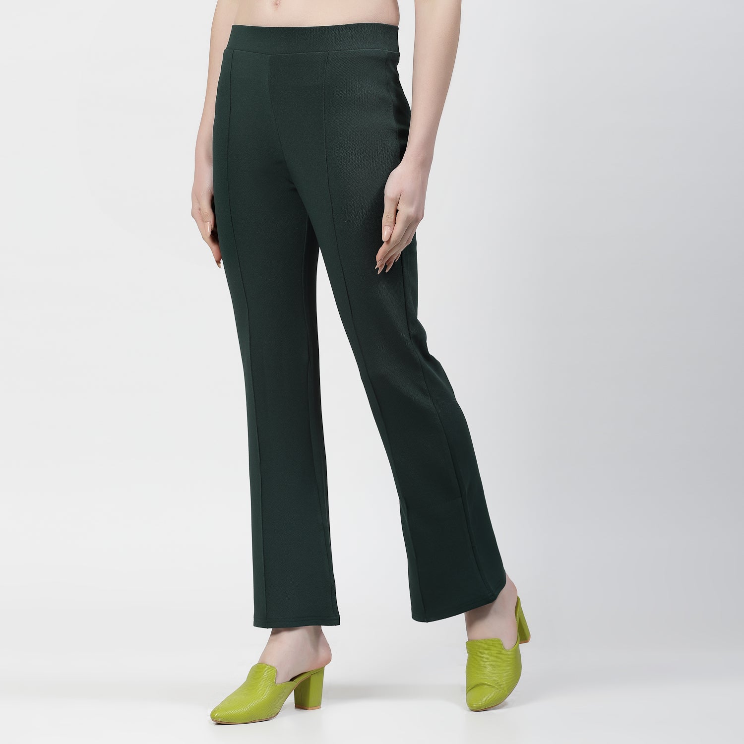 Green Boot Leg Lycra Pant