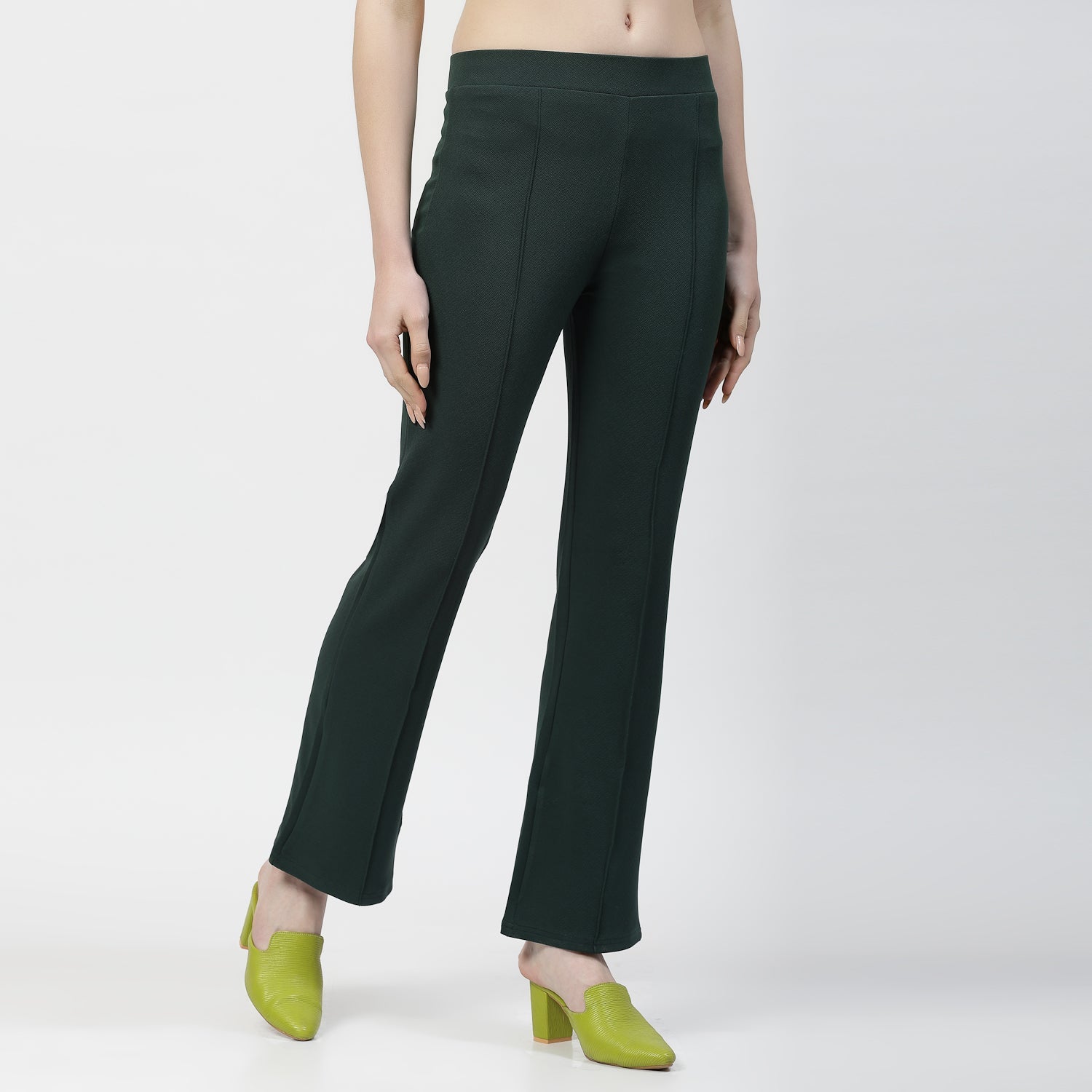 Green Boot Leg Lycra Pant