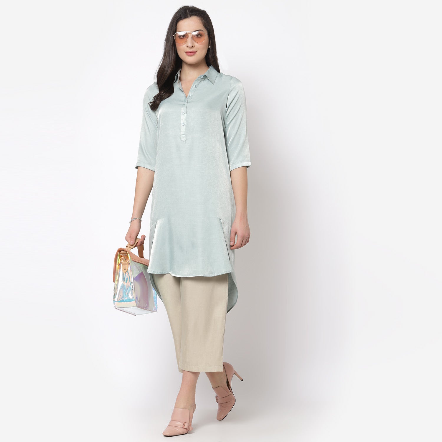 Blue Flap Workwear Tunic for Women-2