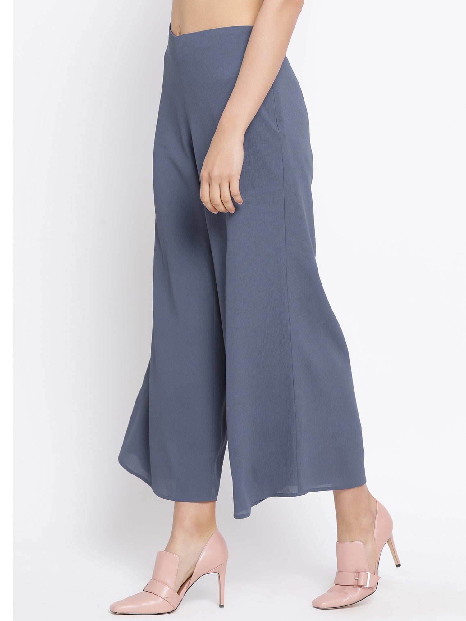 Stone Blue Crepe Palazzo for Women-1