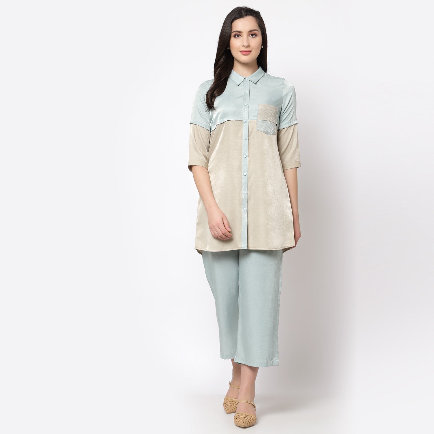 Buy Blue Beige Tunic for Women-1
