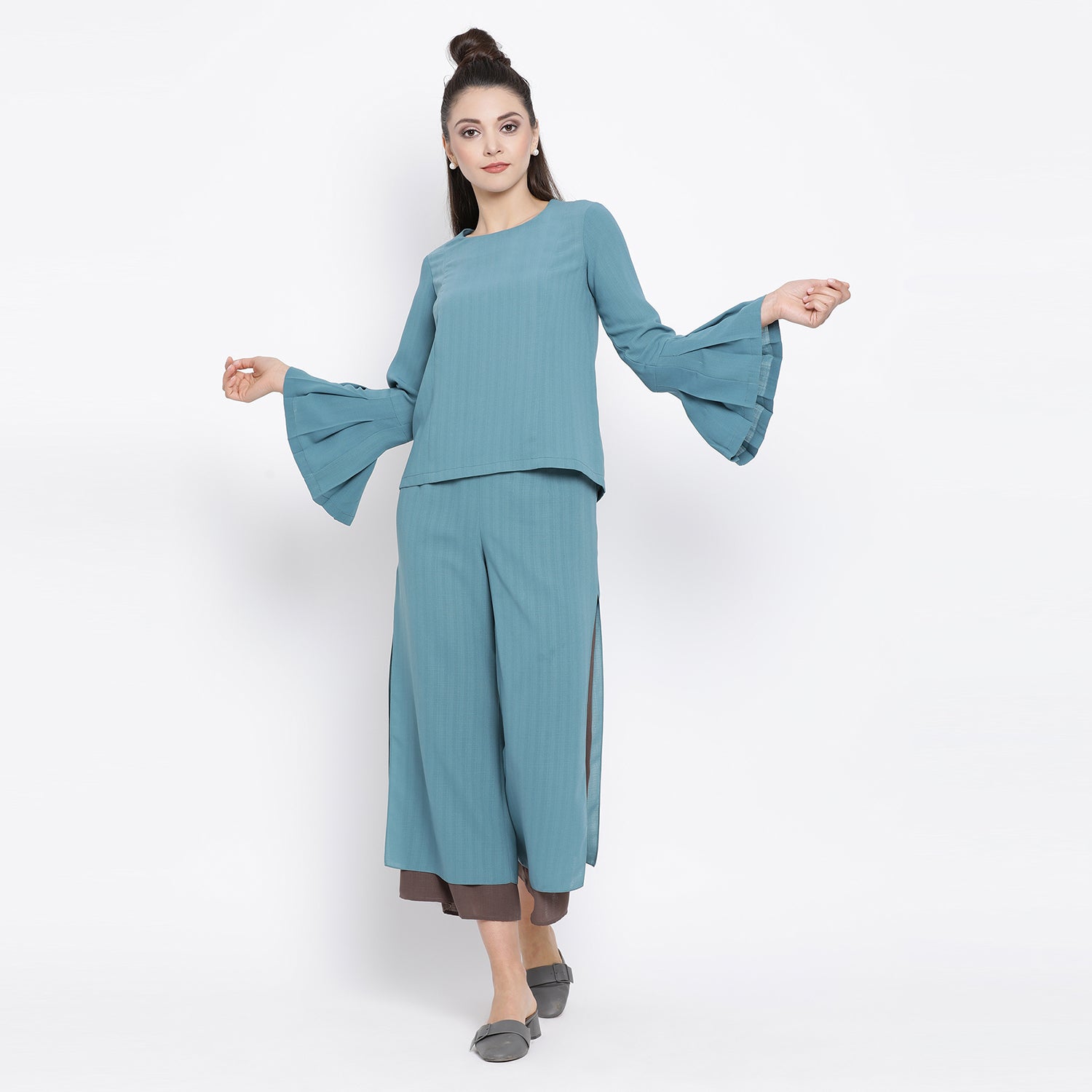 Buy Teal Office Wear Tops for Women-4