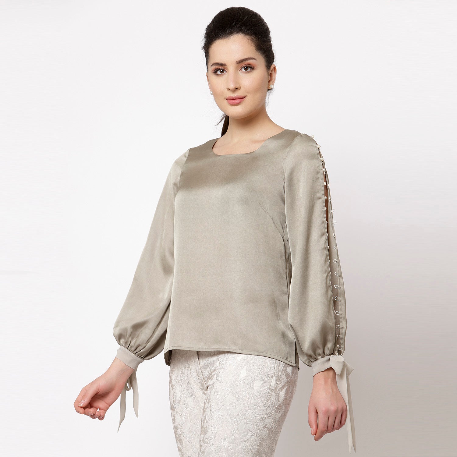 Buy Grey Satin Top for Women