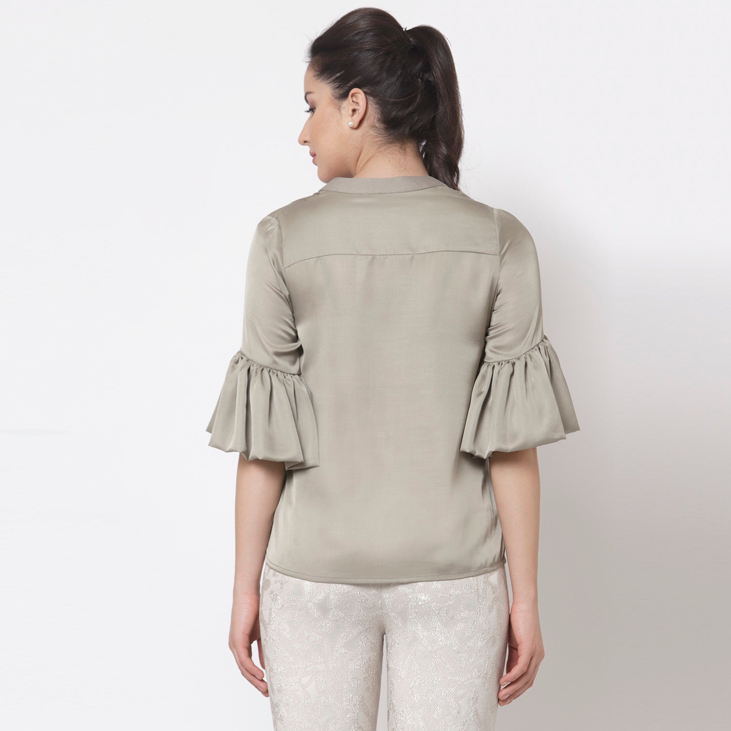 Buy Grey Satin Top for Women-4