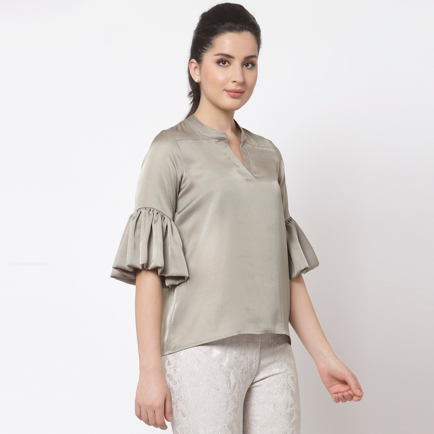 Buy Grey Satin Top for Women-3