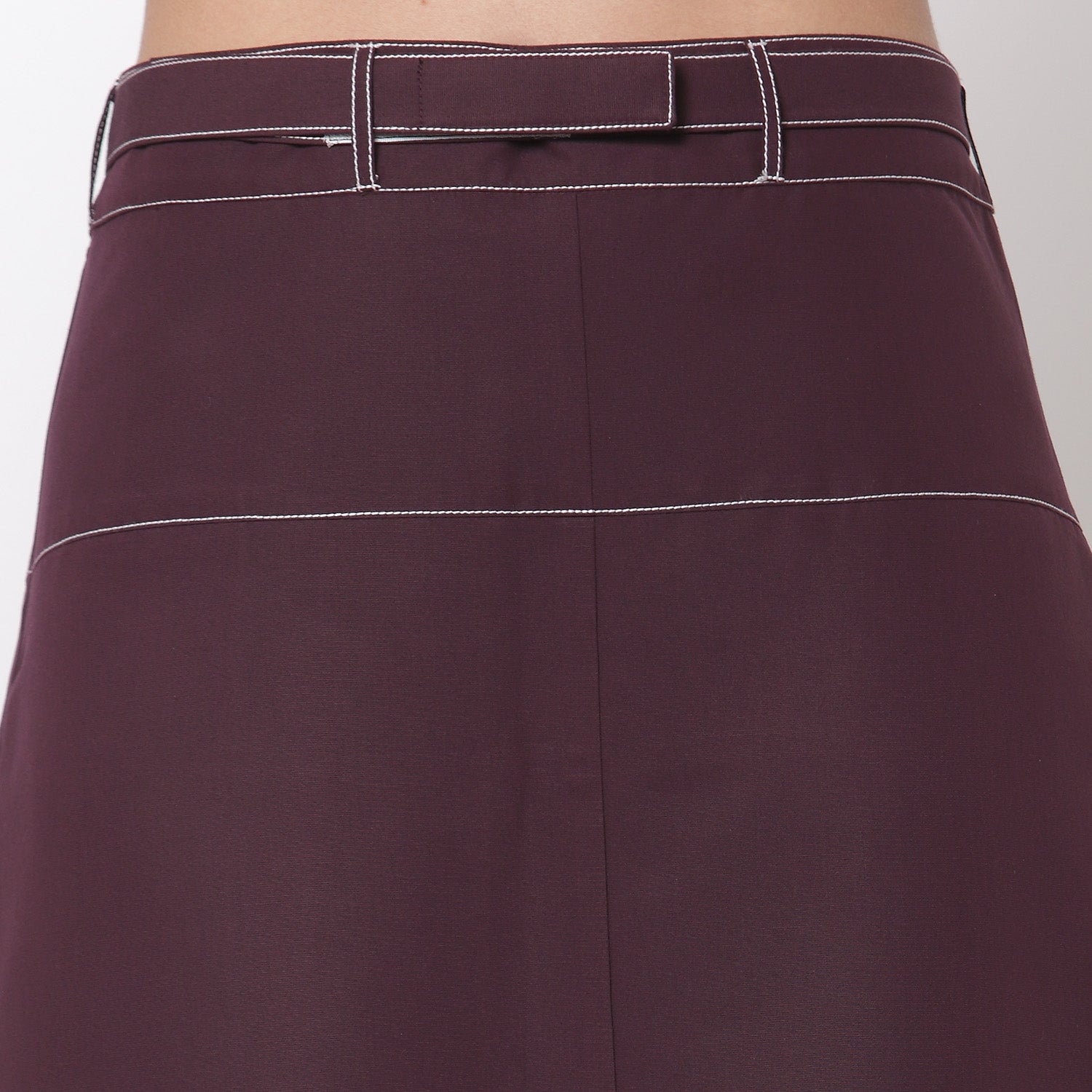 Purple Skirt With Grey Top Stitch