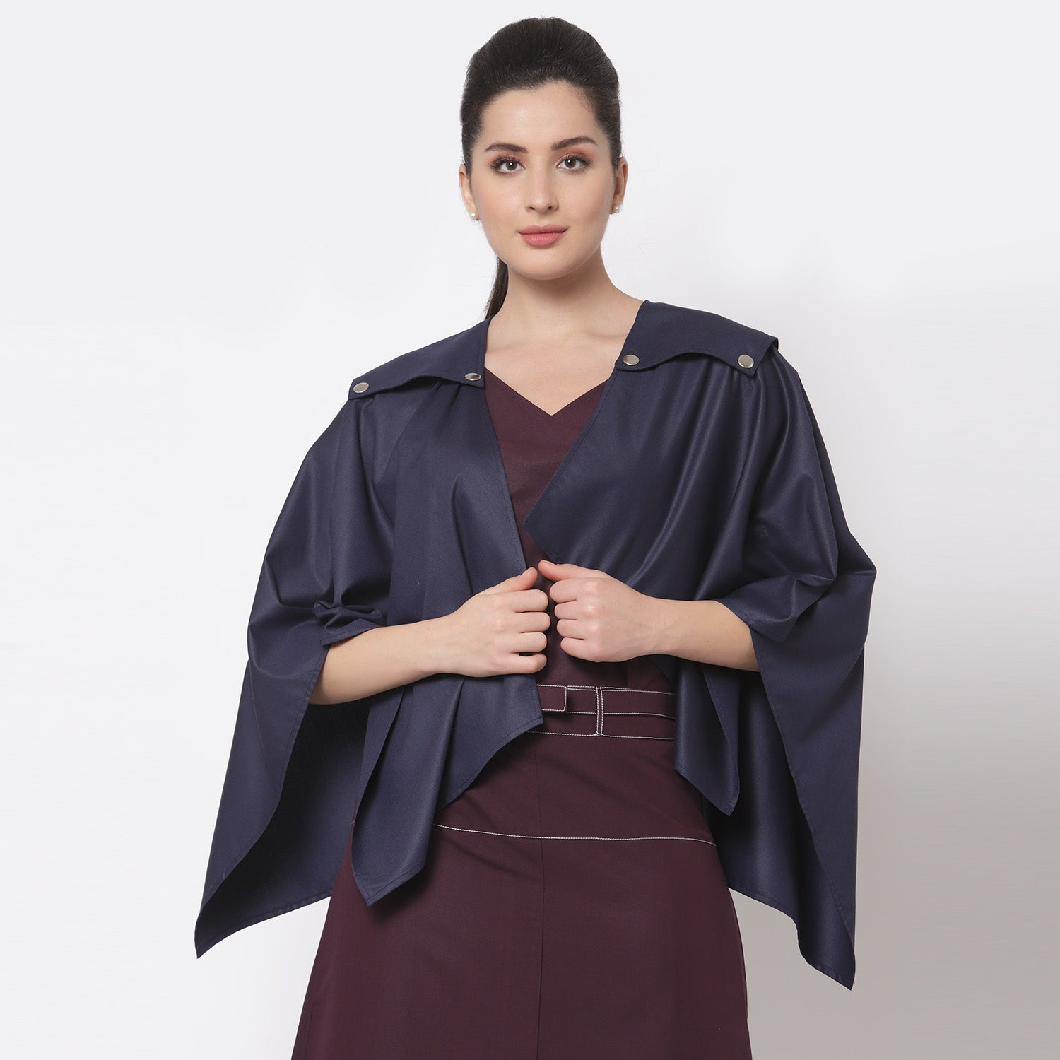 Blue Asymmetrical Cape Jacket