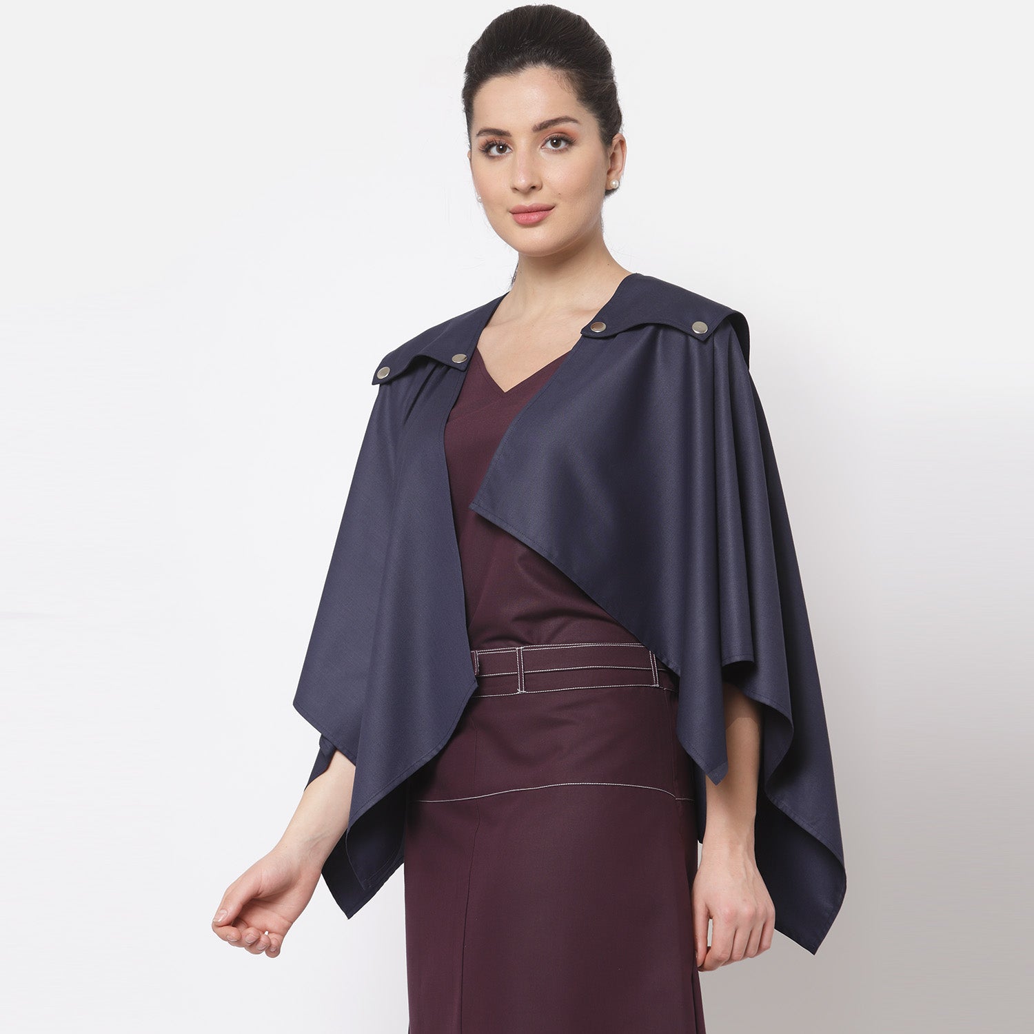 Blue Asymmetrical Cape Jacket