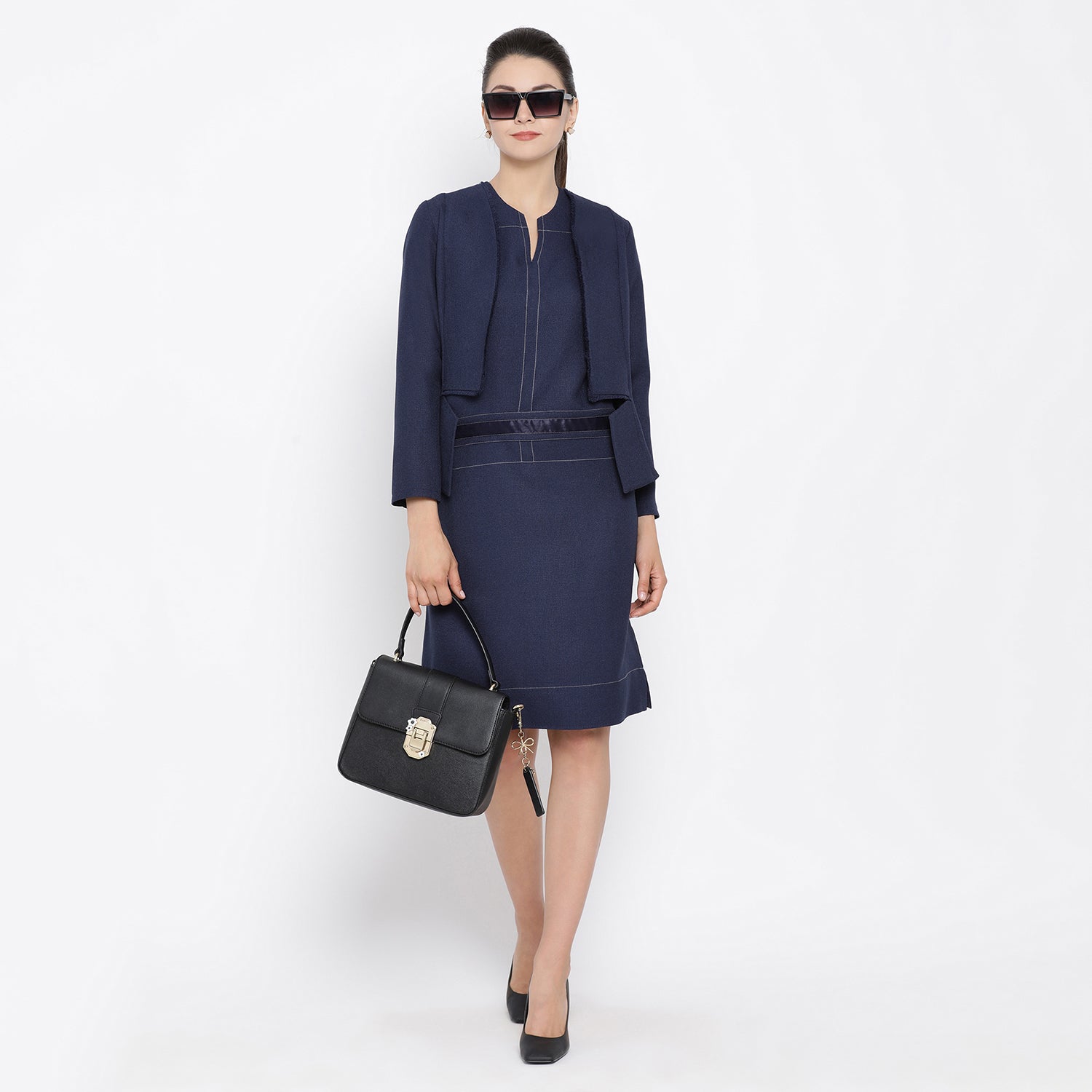 Blue Silk Linen Jacket for Women-4