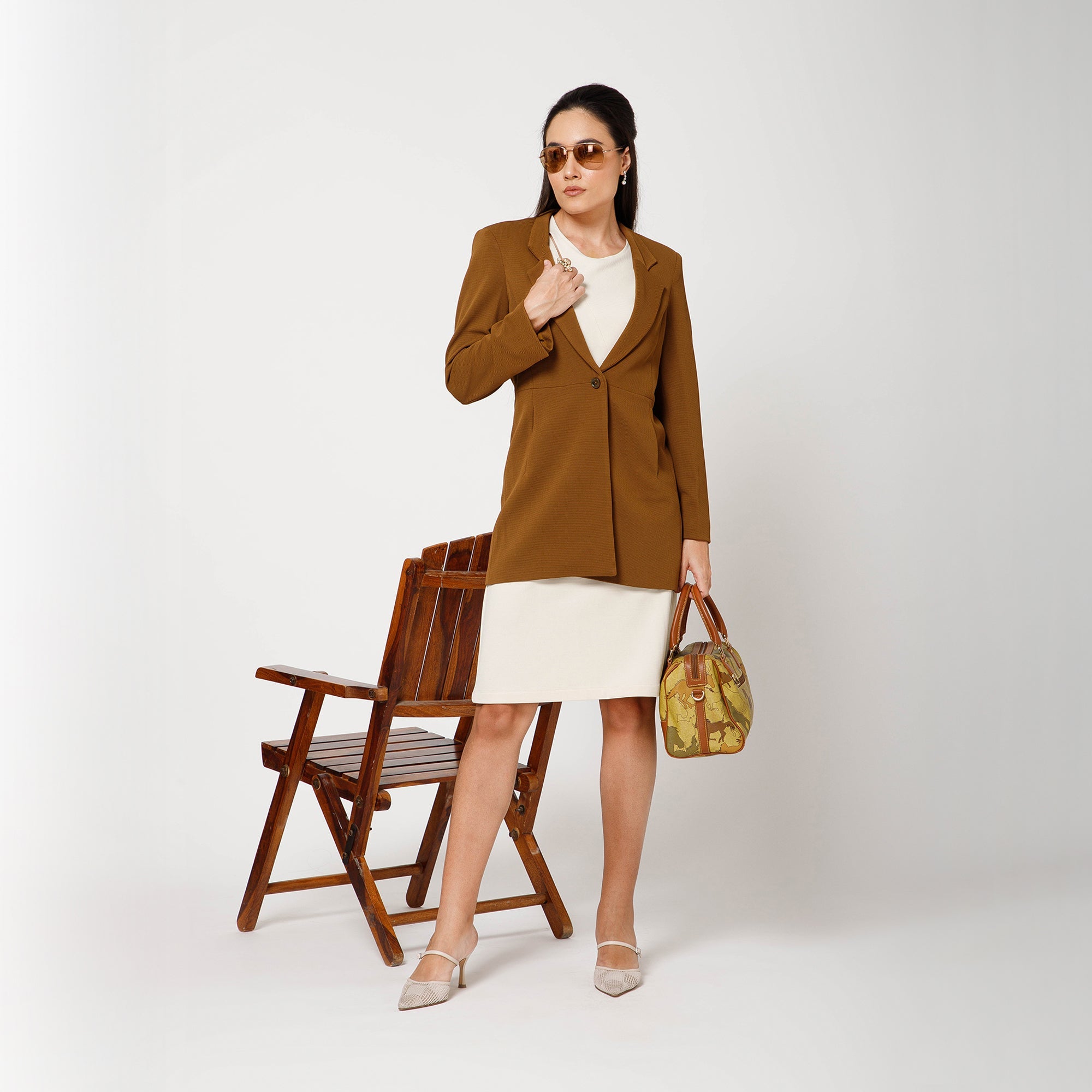 Mustard Textured Jacket With Pockets