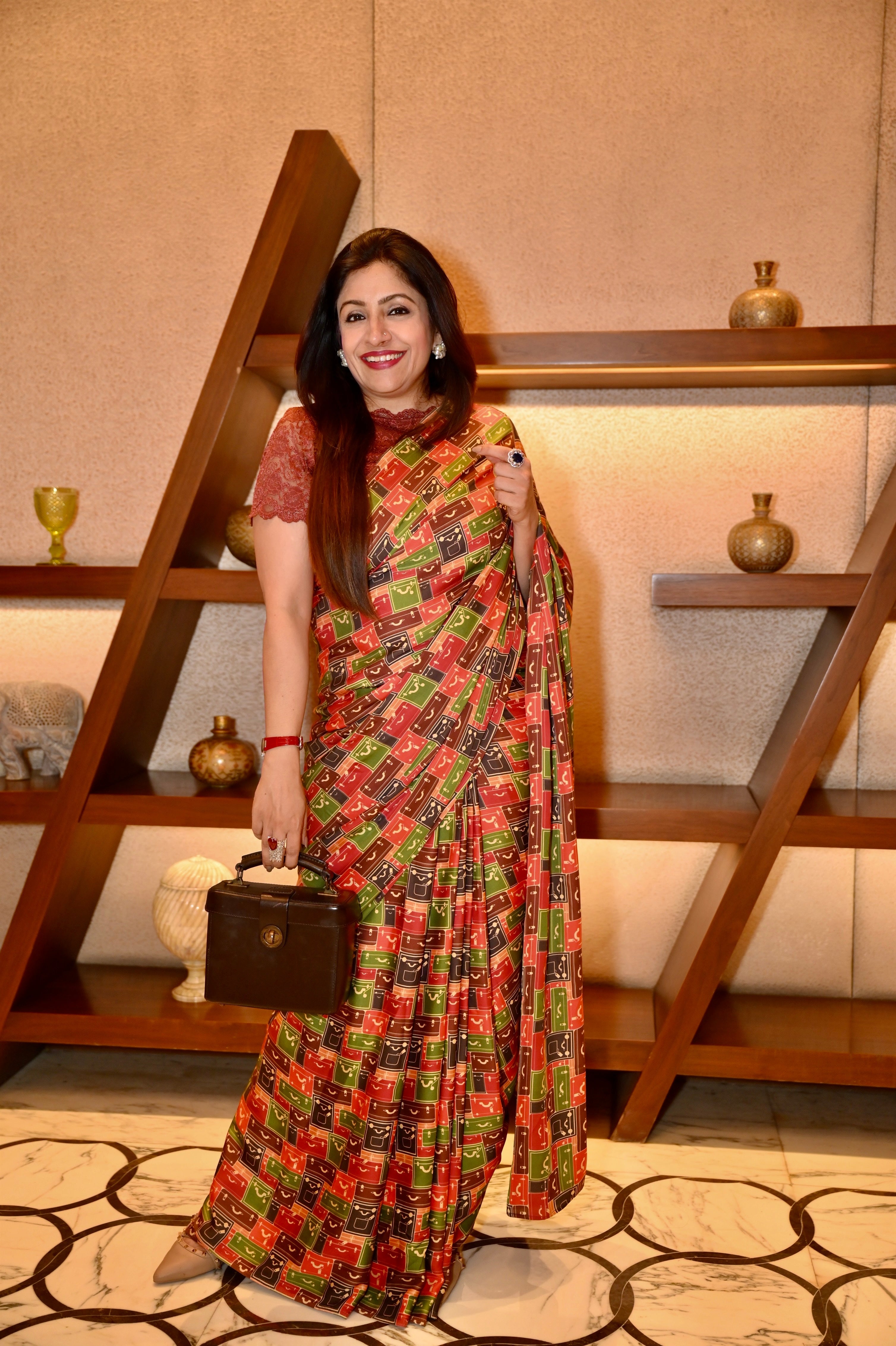 Multicolour Box Print Saree