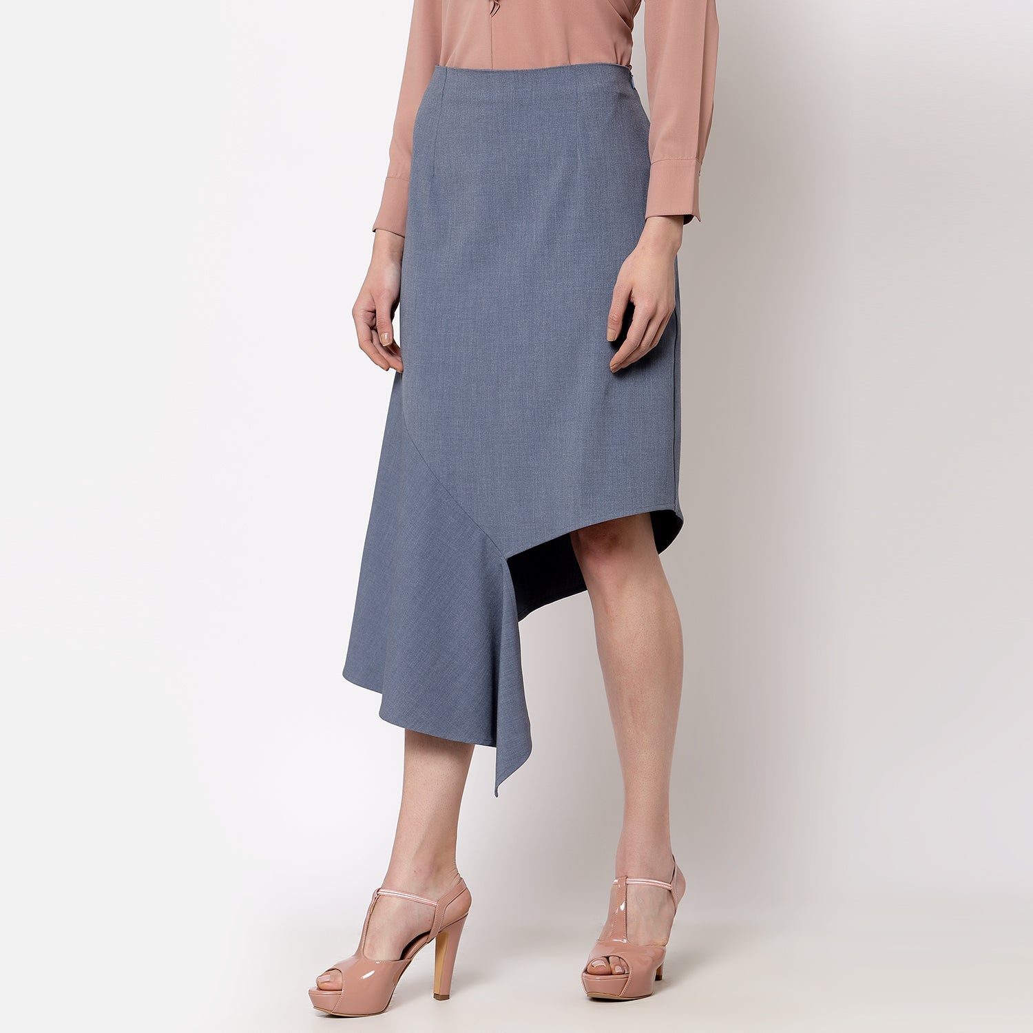 Blue Asymmtrical Skirt