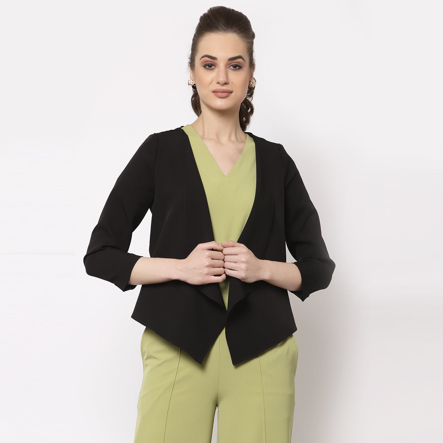 Black Layered Cape with Slit for Women