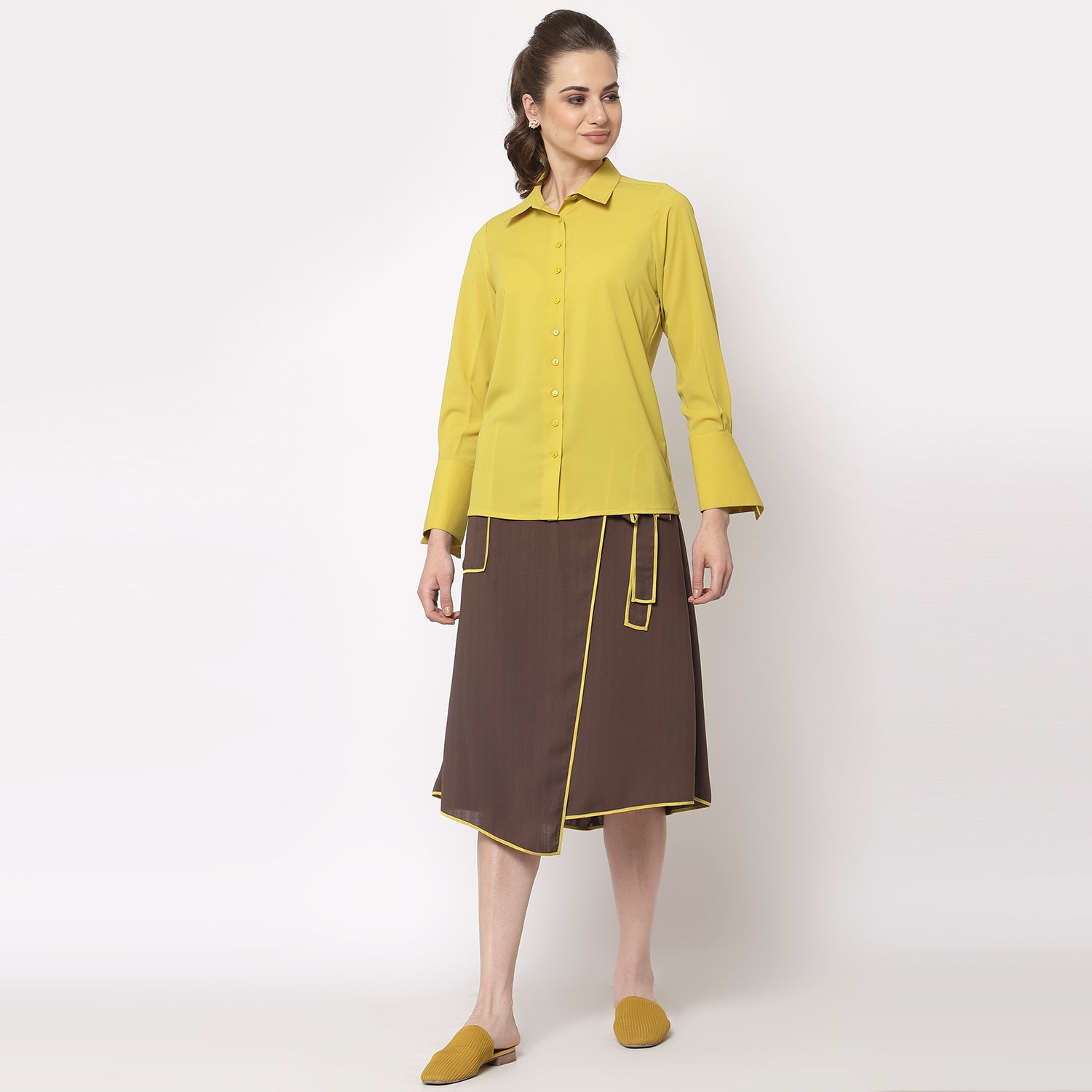 Yellow Shirt With Overlap Cuff