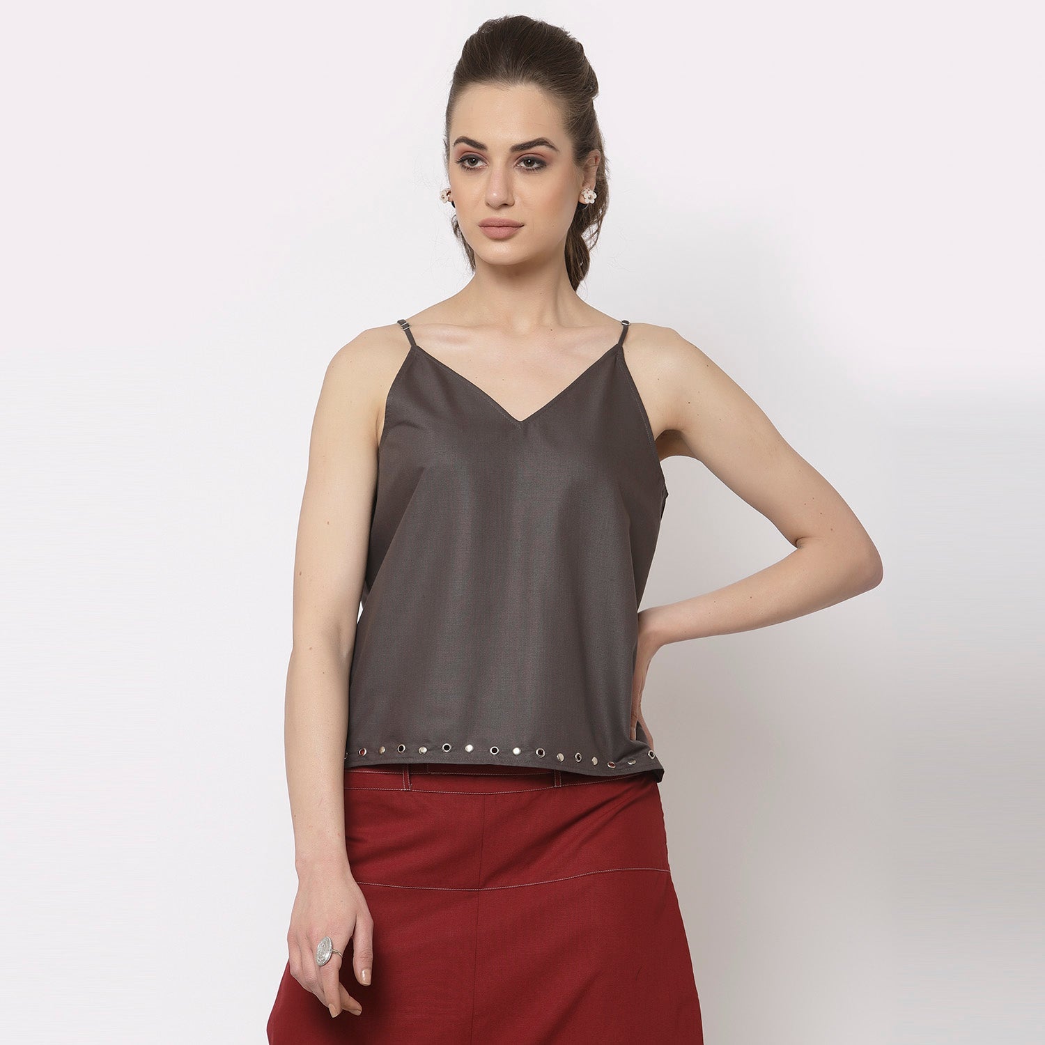 Buy Grey Spaghetti Top for Women
