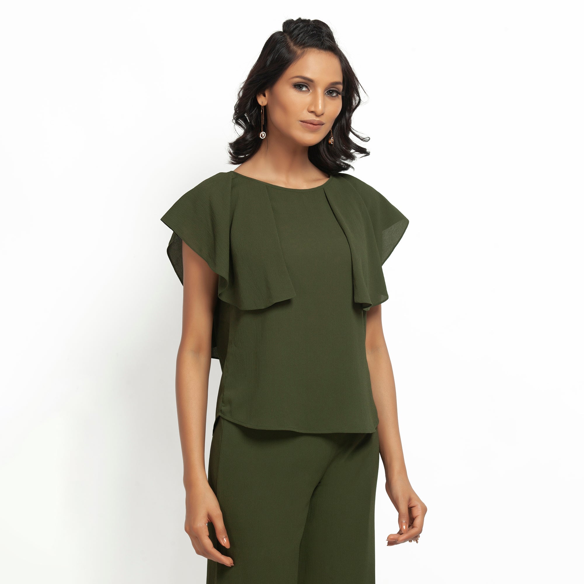 Buy Green Crepe Top for Women-1