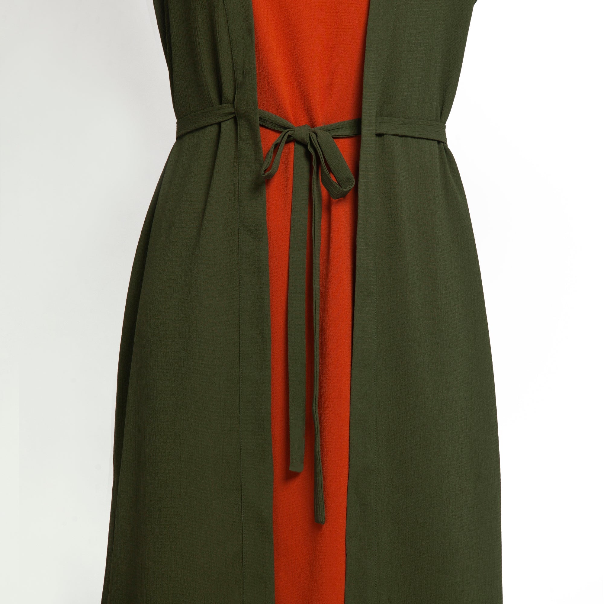 Green Crepe Jacket with Tie Knot for Women-3