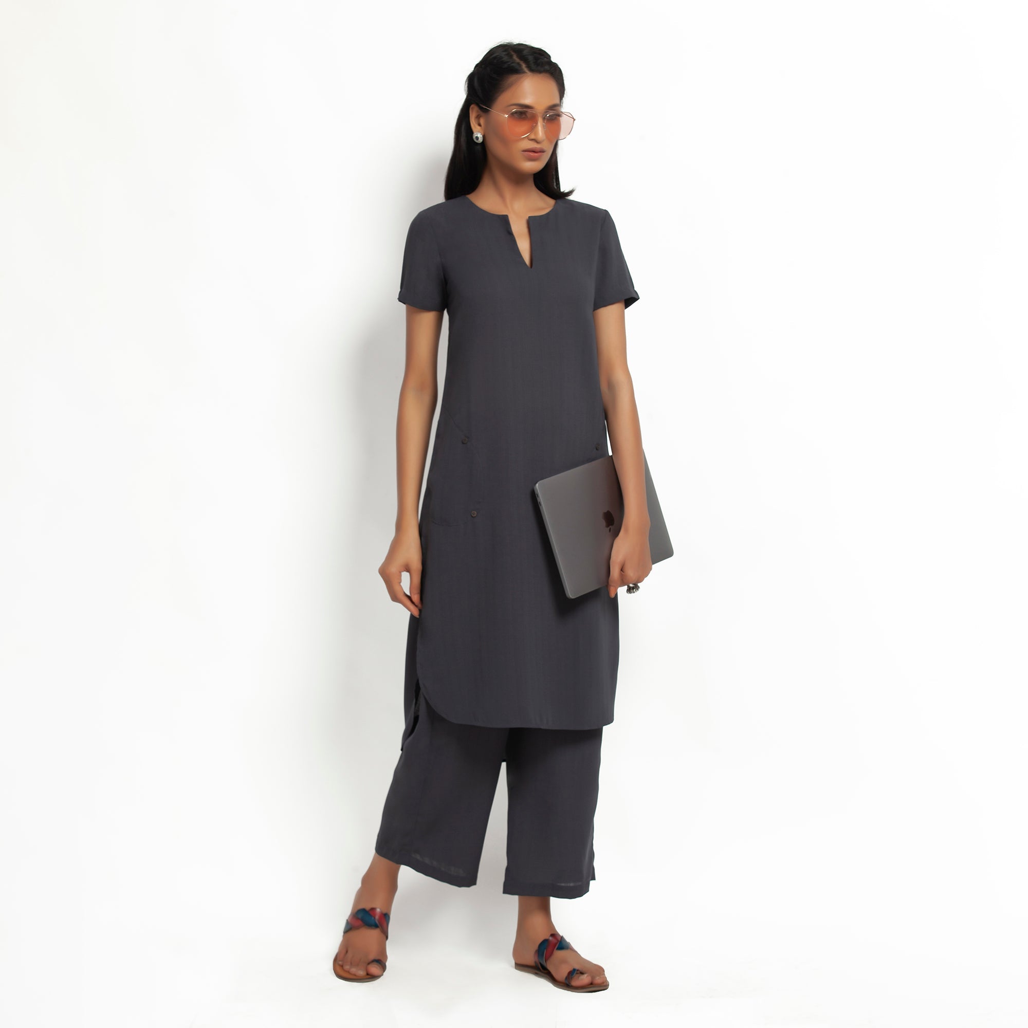 Dark Grey Plazzo for Female-4