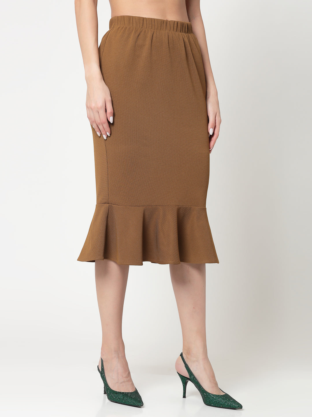 Mustard Lycra Fish Cut Skirt,frocks for women
indian designer skirts?