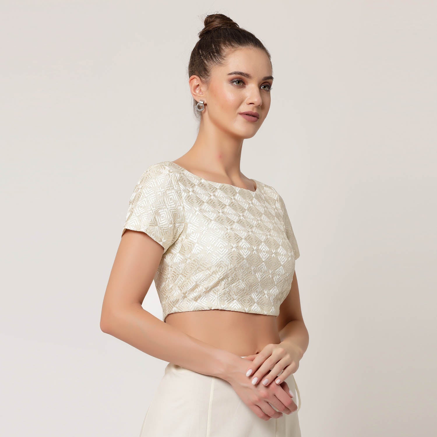 Off-White Embroidered Blouse, Stylish Blouses for Sarees—Perfect for Office Wear