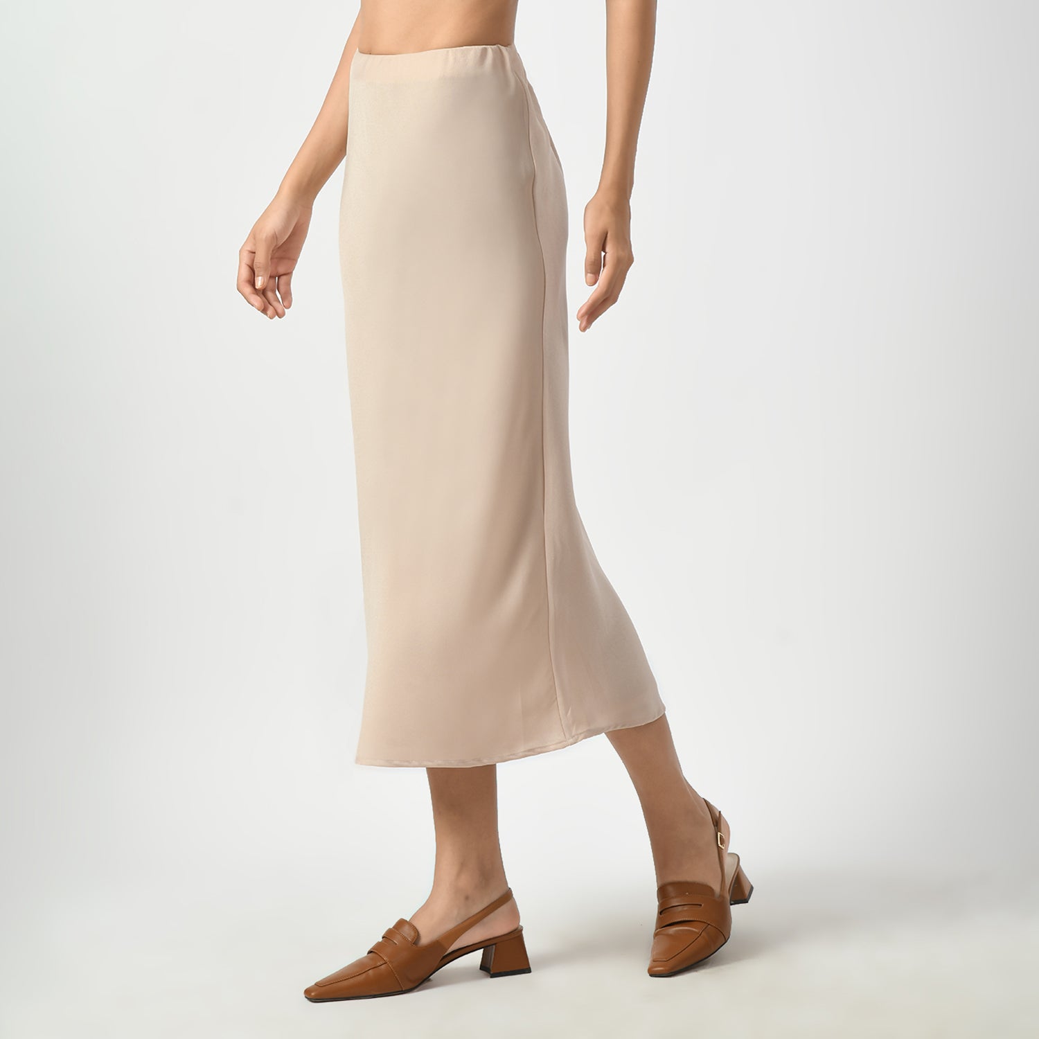 Off White Satin Bias Skirt, bias skirt, white skirt, satin bias skirt, off white skirt, formal frocks for work , office dresses for women, traditional office skirts , designer skirts for work