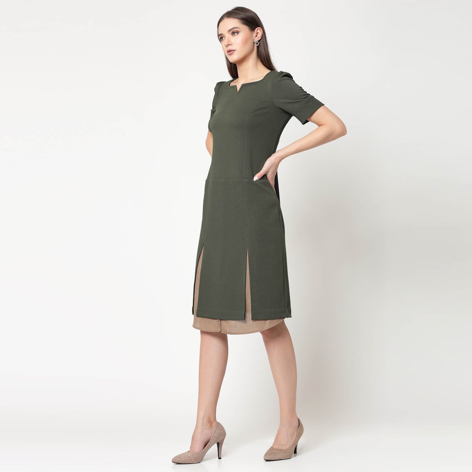 Buy Olive Dresses for Women Work Wear-1