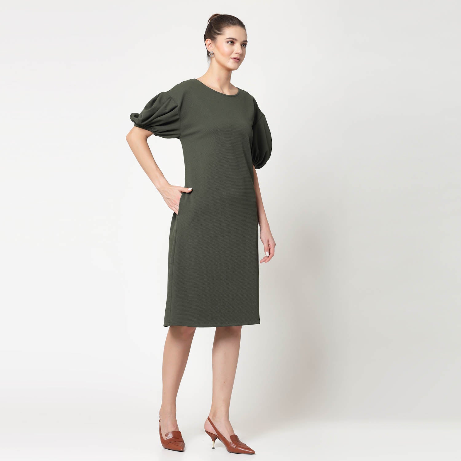 Buy Olive Lycra Dresses for Women-1
