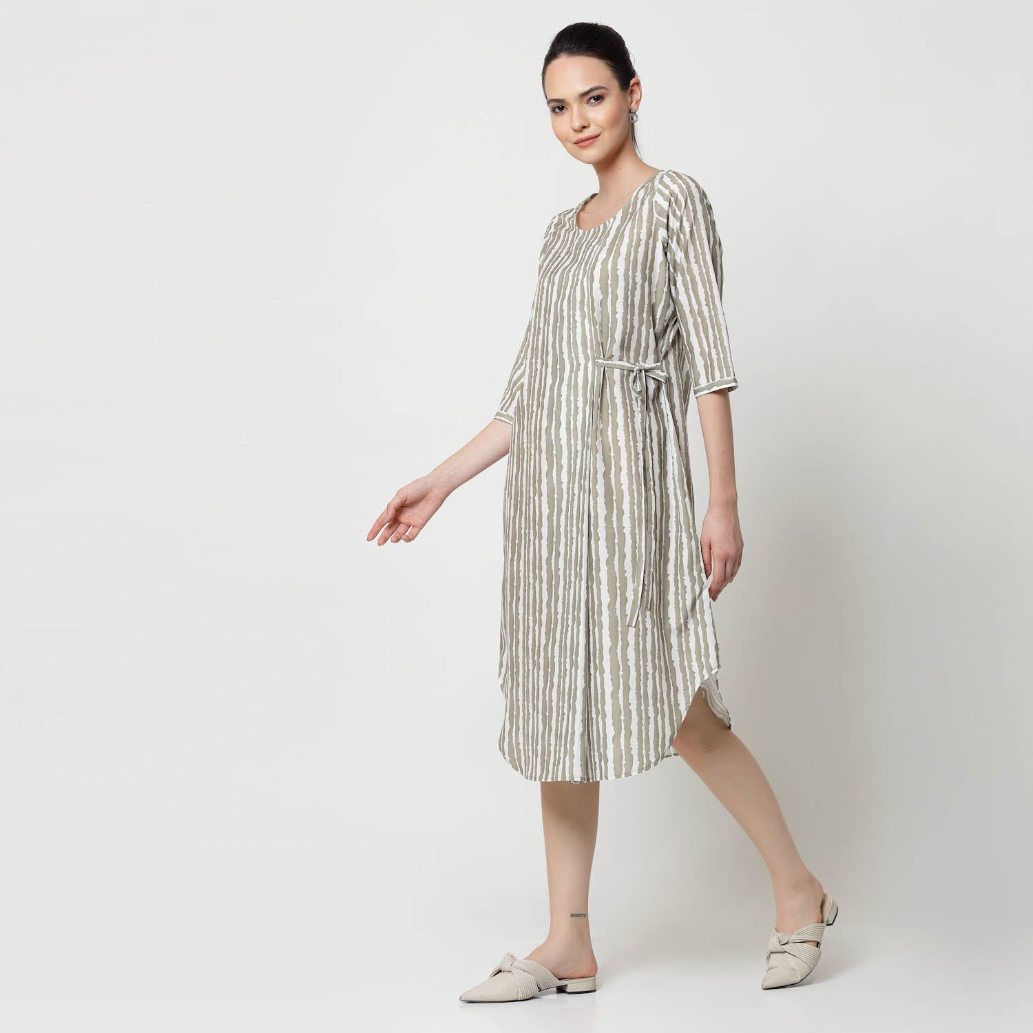 Buy Olive Stripe Tunic for Ladies-1