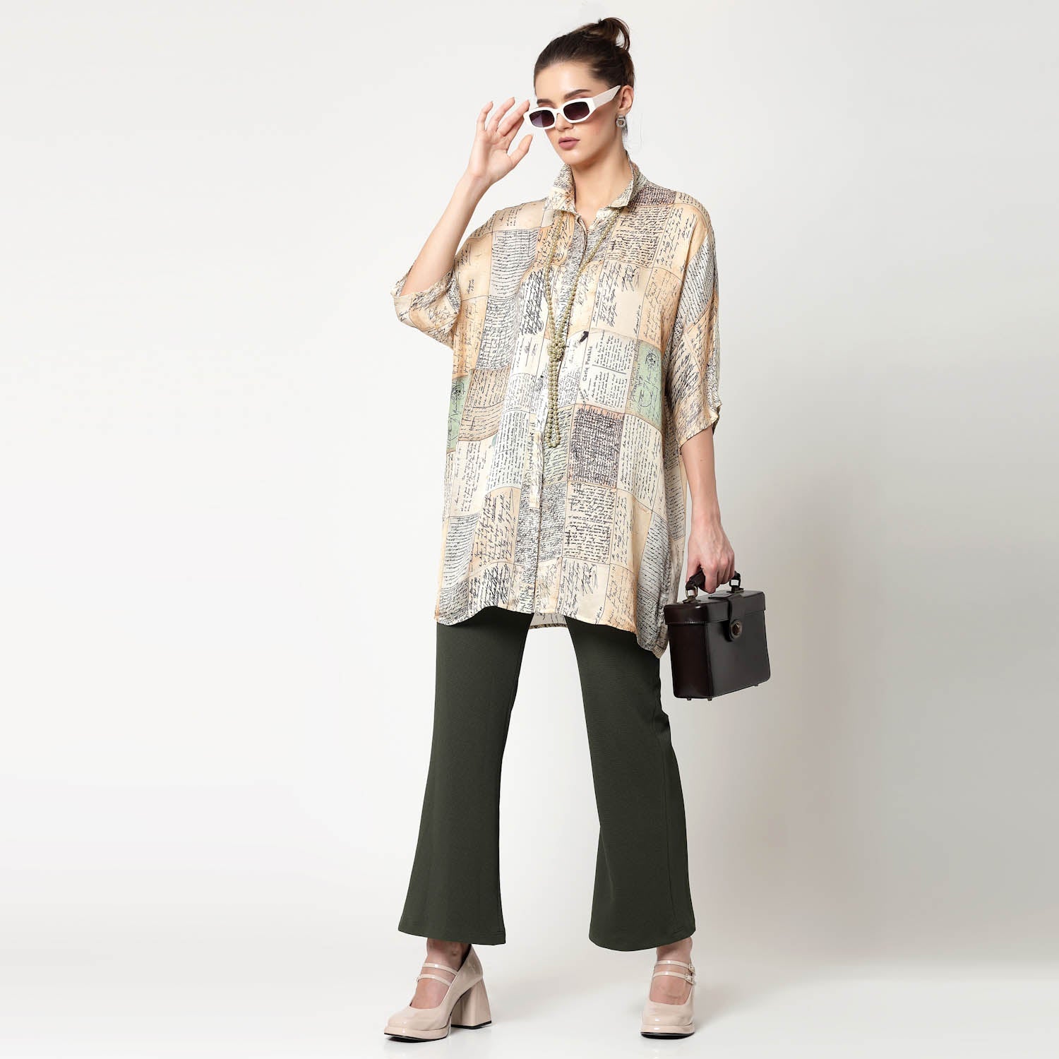 Post Card Print Long Shirt, womens formal shirts
cotton shirts for women
Ofiice shirts for women