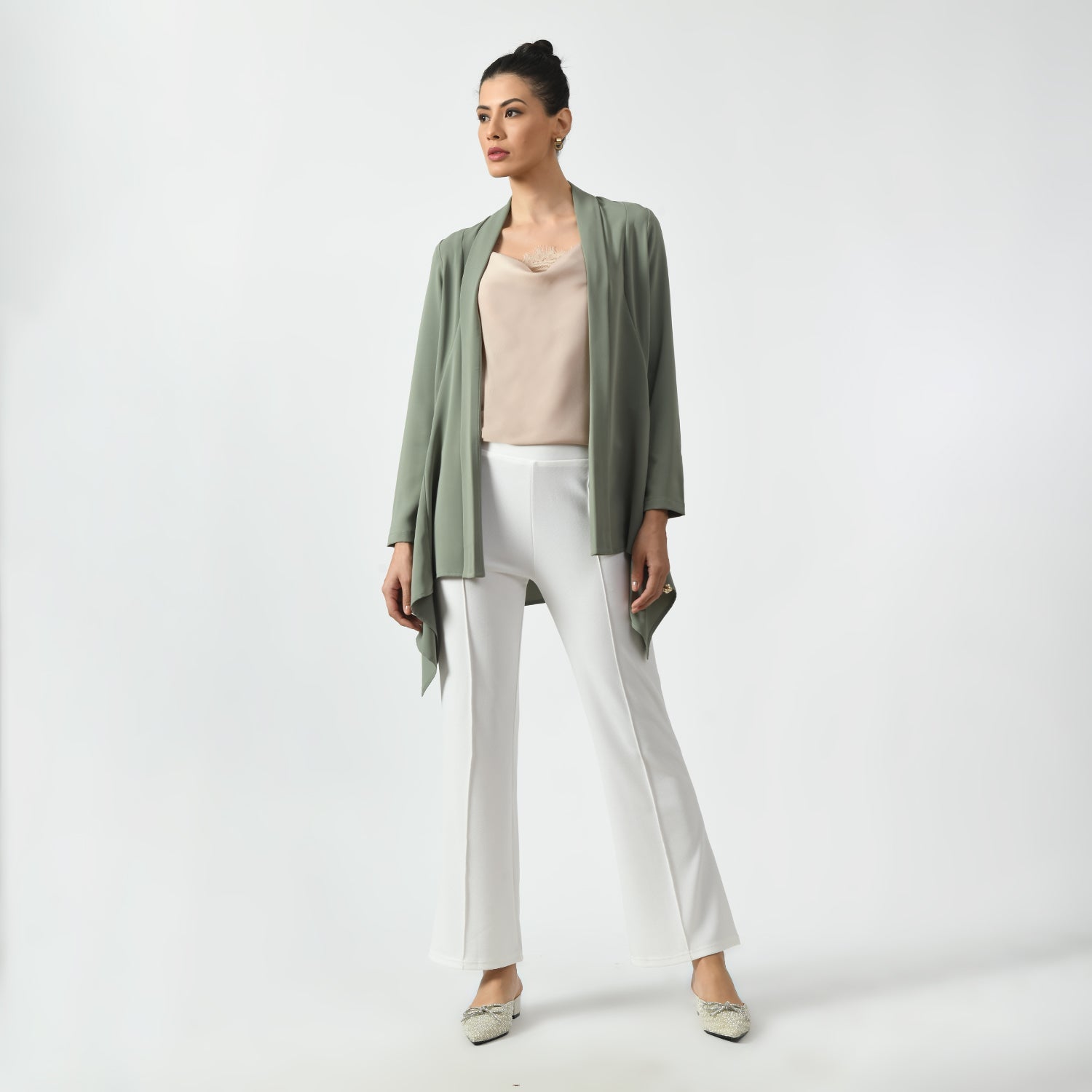 Dusty Green Asymmetrical Jacket