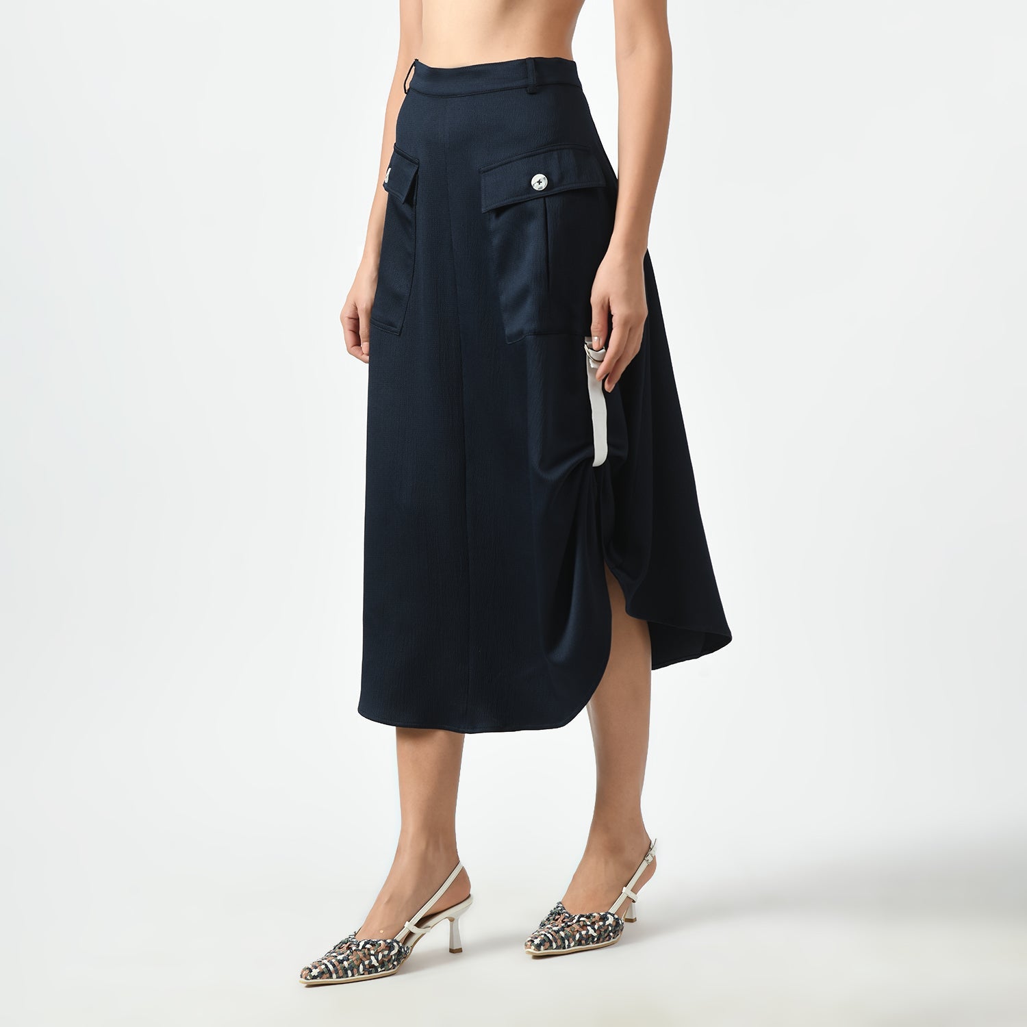 Navy Blue Skirt With Pocket