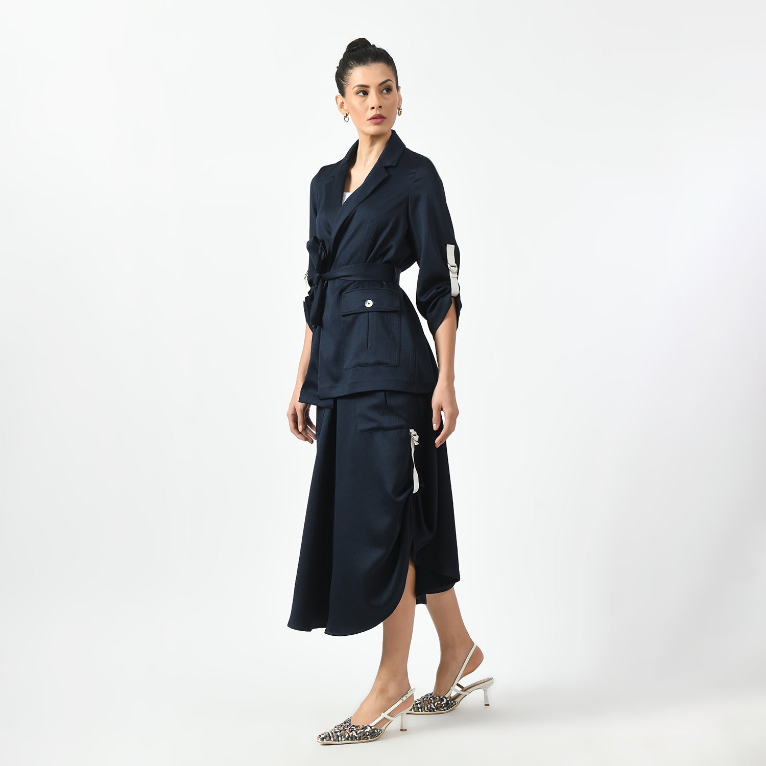 Navy Blue Jacket with Pocket for Women-1