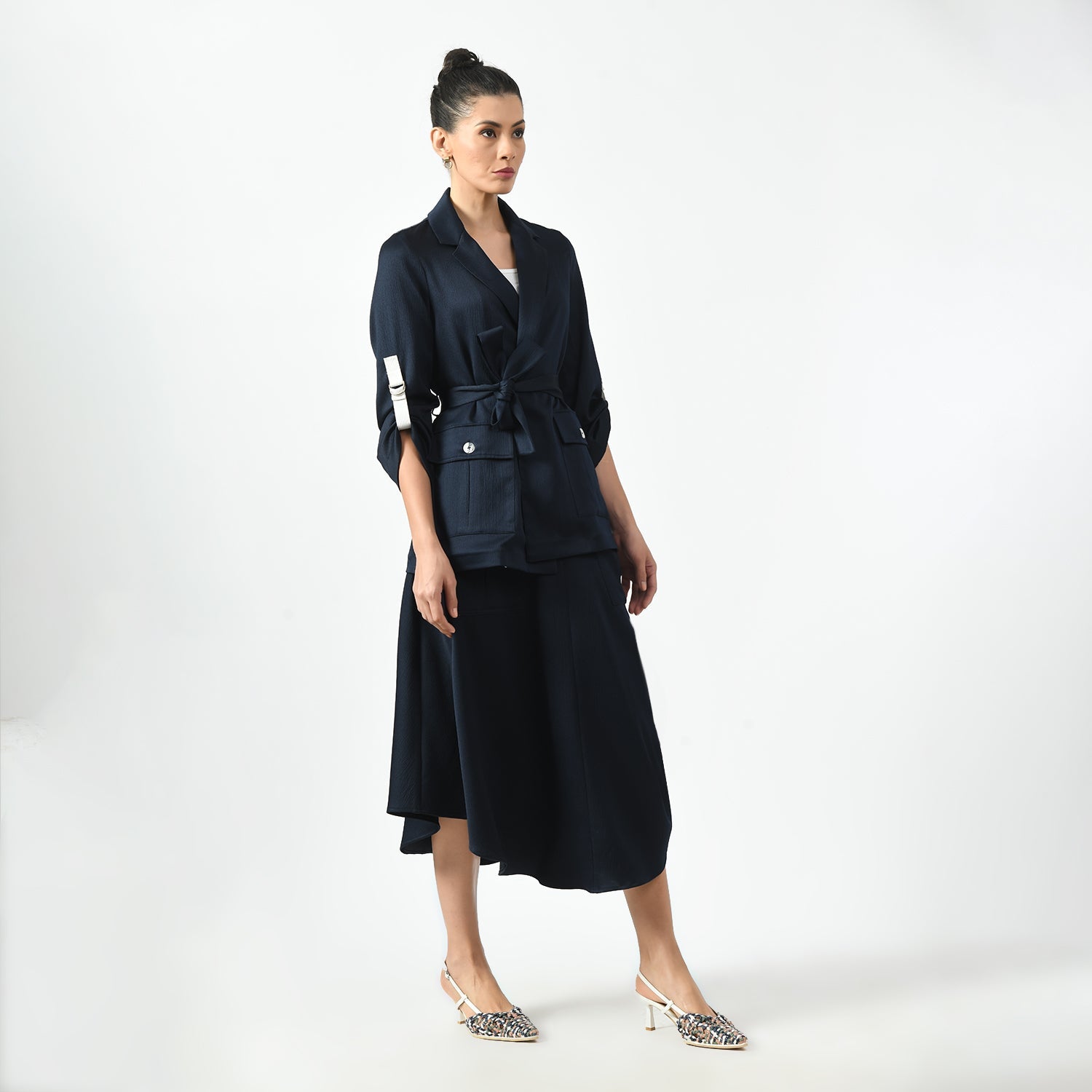 Navy Blue Jacket with Pocket for Women-2