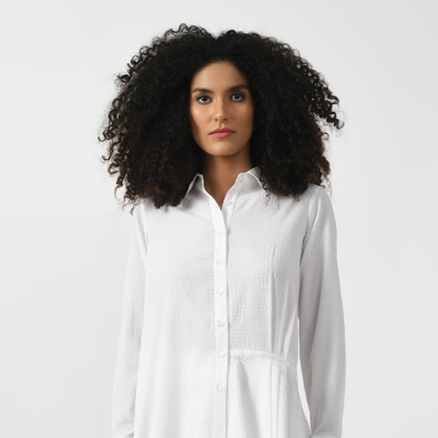 White Line Texture Long Tunic for Women-3