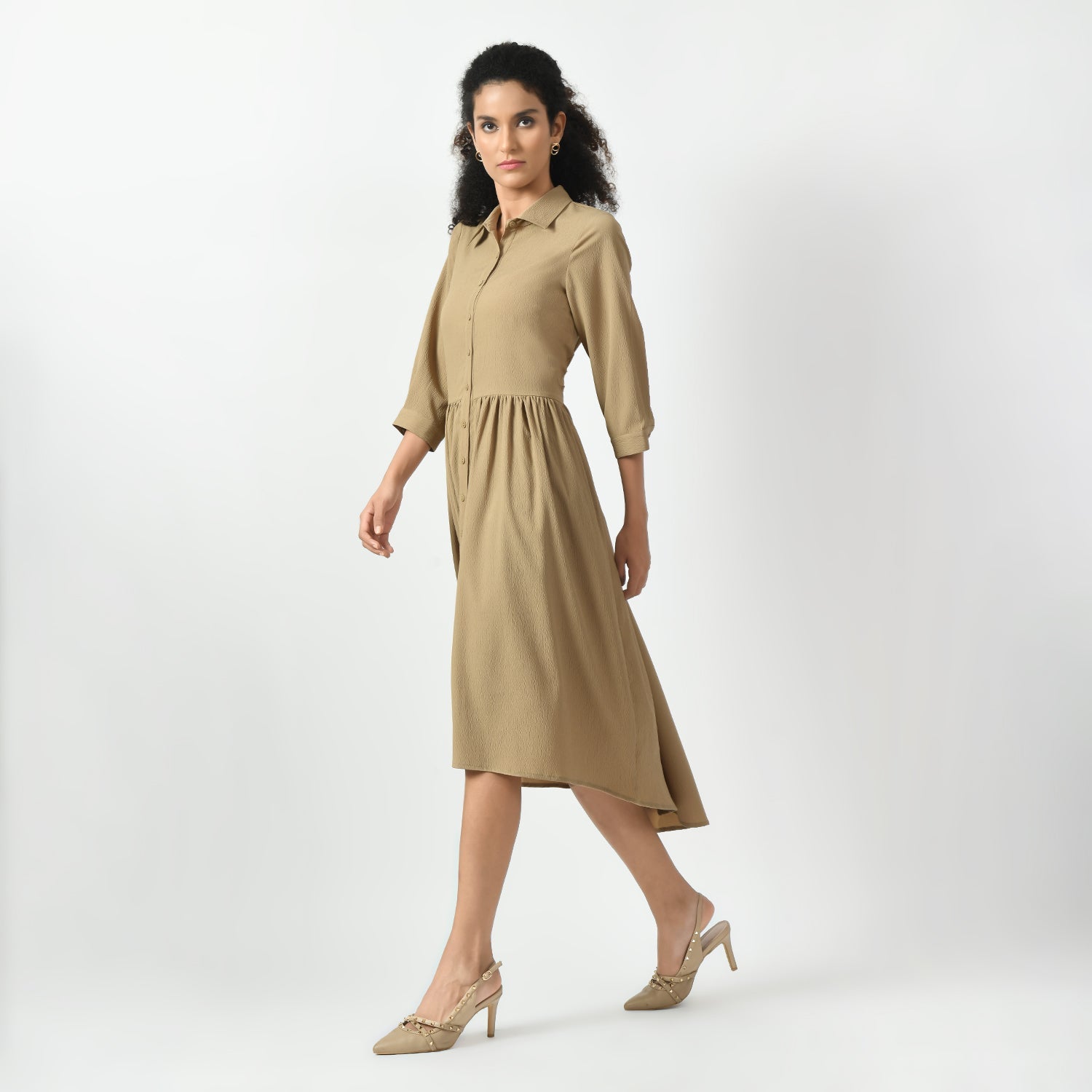 Beige Texture Long Tunics for Women-1